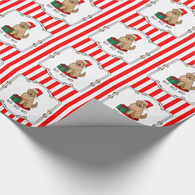 Papel De Presente Papais noeis de Natal Goldendoodle (ouro vermelho) (Ponta)
