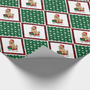 Papel De Presente Papais noeis de Natal Goldendoodle (ouro vermelho)