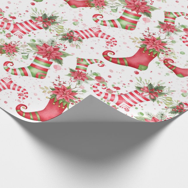 Papel De Presente Papais noeis de Natal meias escala normal (Ponta)