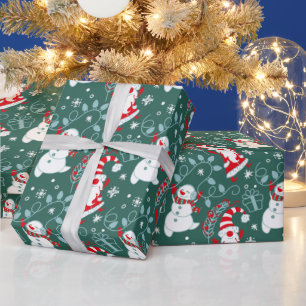 Papel De Presente Papais noeis de Natal Papel de Onda Snowman