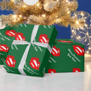 Papel De Presente Papais noeis de Natal personalizados beijam papel