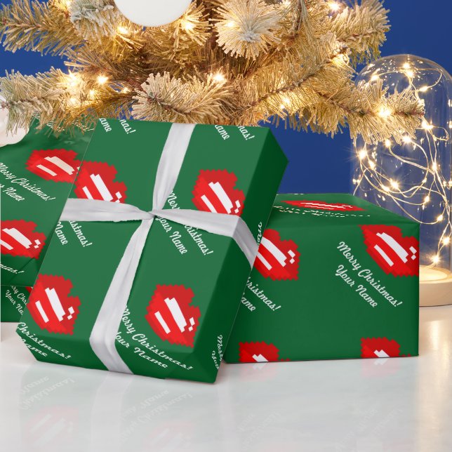 Papel De Presente Papais noeis de Natal personalizados beijam papel  (Feriados)
