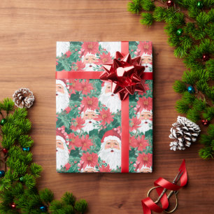 Papel De Presente Papais noeis de Natal Red and Green Preppy