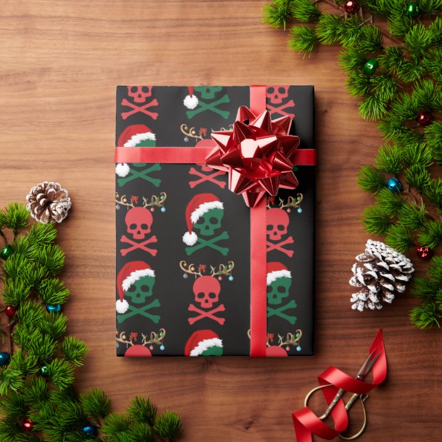 Papel De Presente Papais noeis de Natal Reindeer Skull e Ossos (Presente de Natal)
