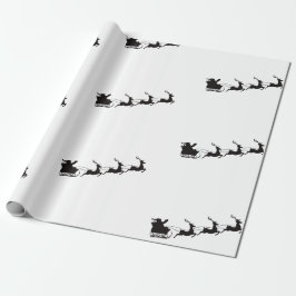 Papel De Presente Papais noeis de Natal Sleigh e Reindeer