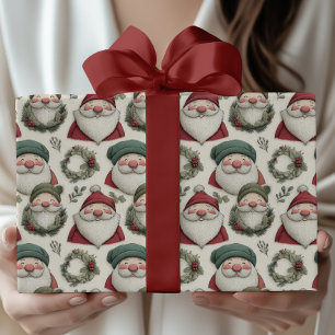 Papel De Presente Papais noeis de Natal Whimsso com Mortes Festivas