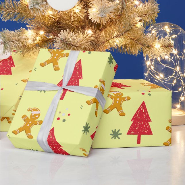 Papel De Presente papais noeis de pão de feliz com floco de neve Pat (Feriados)