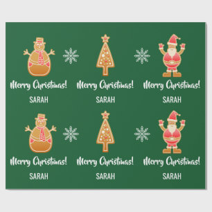 Papel De Presente Papais noeis De Pão Gingerido Árvore Xmas Person