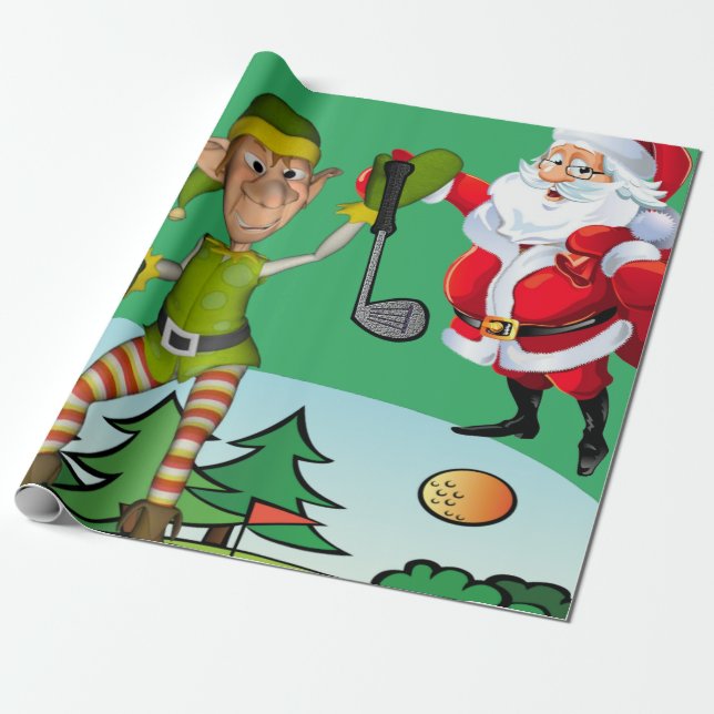 Papel De Presente Papais noeis de Papel de Moldagem de Natal, Golfe (Desenrolado)