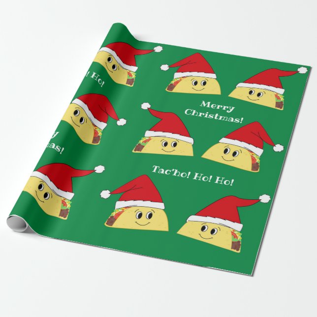 Papel De Presente Papais noeis de taco Papel de moldagem de Natal (Desenrolado)