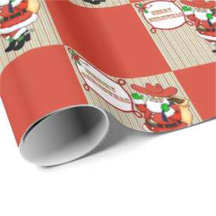 Papel De Presente Papais noeis de vaqueiro do Natal Ocidental