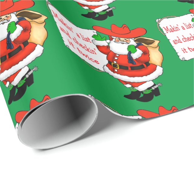 Papel De Presente Papais noeis de vaqueiro do Natal Ocidental fazend (Ponta do rolo)
