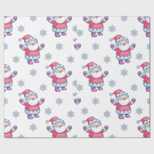 Papel De Presente Papais noeis E Flocos De Neve