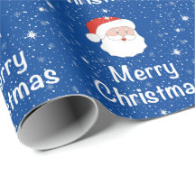 Papais noeis e flocos de neve sobre fundo azul