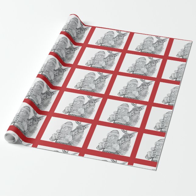 Papel De Presente Papais noeis e renas (Desenrolado)