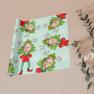 Papel De Presente Papais noeis Elf De Foto Personalizadas Engraçadas