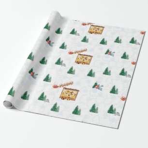 Papel De Presente Papais noeis em caixas de proteção para presentes