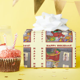 Papel De Presente Papais noeis Engraçados Acidente Papel de Embalage