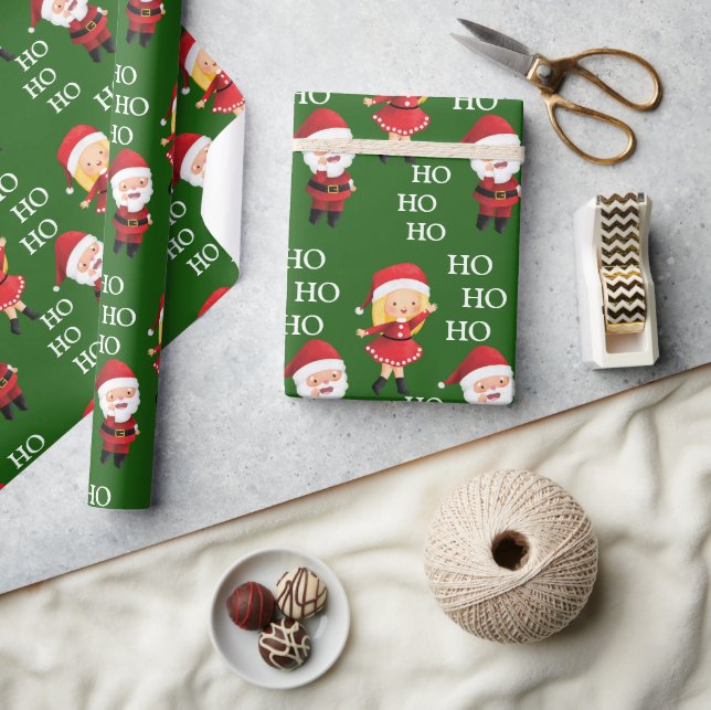 Papel De Presente Papais noeis engraçados Casais Natal HO HO (Artesanato)