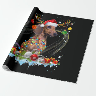 Papel De Presente Papais noeis Engraçados Dachshund Reindeer Natal C