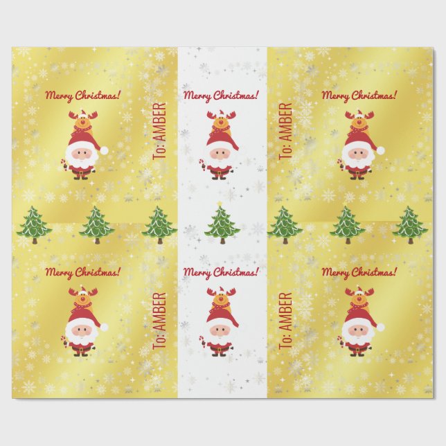Papel De Presente Papais noeis Engraçados Elegantes Rudolph Personal (Aberto)