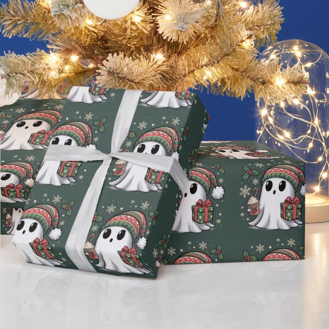 Papel De Presente Papais noeis Fantasmas Natal Férias Natal Fantasma (Feriados)