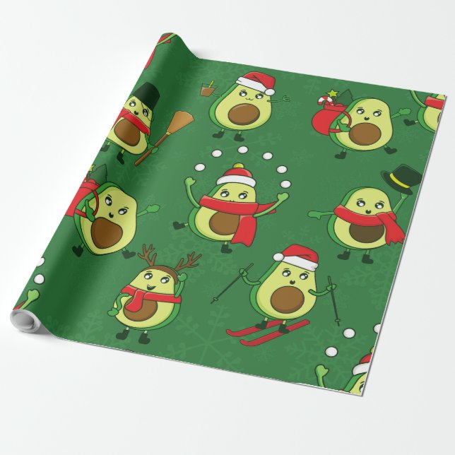 Papel De Presente papais noeis feios de abacate de natal inverno (Desenrolado)