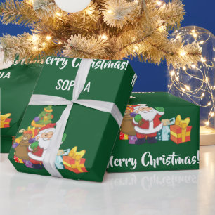 Papel De Presente Papais noeis Feliz de Natal - Nome Personalizado
