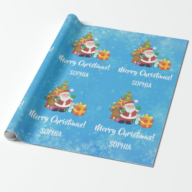 Papel De Presente Papais noeis Feliz de Natal - Nome Personalizado d (Desenrolado)