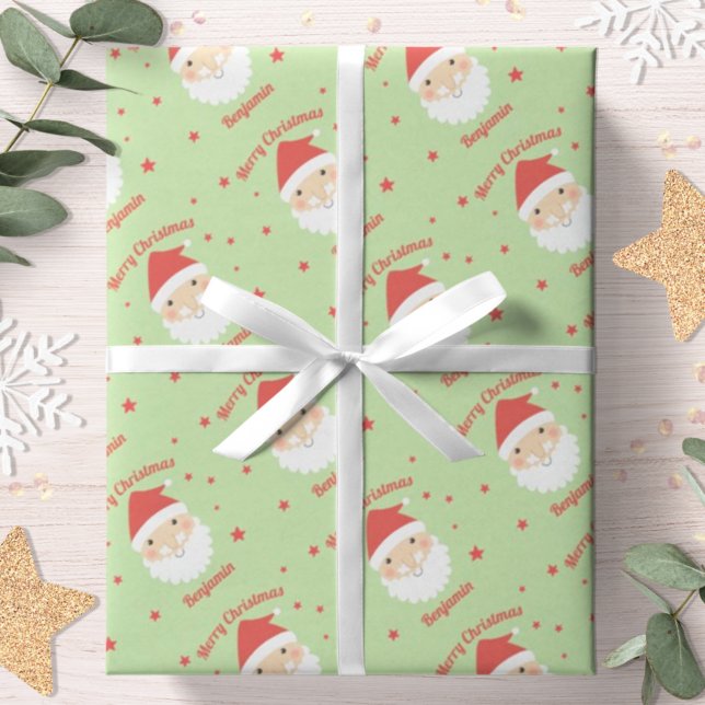 Papel De Presente Papais noeis Feliz Natal Nome Personalizado (Criador carregado)