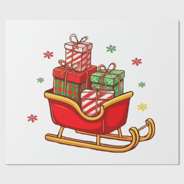 Papel De Presente Papais noeis Festivos Cheios de Presentes de Natal (Aberto)