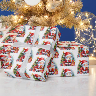 Papel De Presente Papais noeis festivos de padrão martelado de Natal