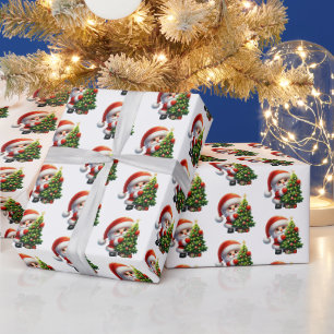 Papel De Presente Papais noeis festivos de padrão martelado de Natal