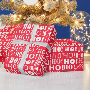 Papel De Presente Papais noeis Festivos HO! Hei! Hei! Saudação, Verm