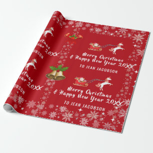 Papel De Presente Papais noeis Fofos Unicorn Script Moderno Holly Pe