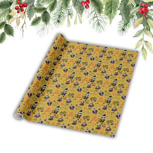 Papel De Presente Papais noeis Gangster Bonitos Feliz Natal em Doura