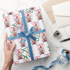 Papel De Presente Papais noeis Gnomo com Árvores de Natal em Segundo