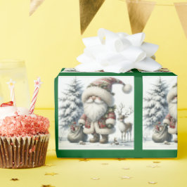 Papel De Presente Papais noeis Gnomos de Natal