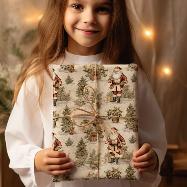 Papel De Presente Papais noeis grandes retrorDourados (Criador carregado)