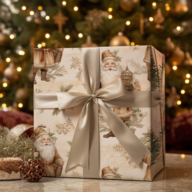 Papel De Presente Papais noeis grandes retrorDourados (Criador carregado)