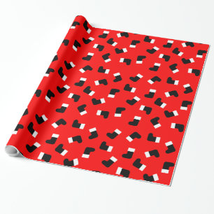 Papel De Presente Papais noeis inicializam Natal padrão preto