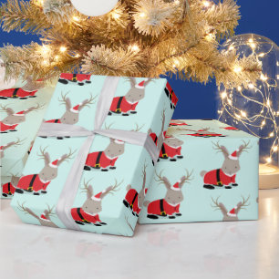 Papel De Presente Papais noeis Jackalope Luz Verde Novidade Natal