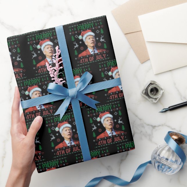 Papel De Presente Papais noeis Joe Biden Feliz 4 de julho Feliz Nata (Presentear)