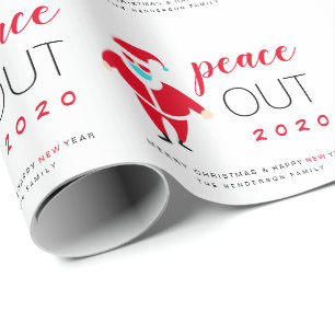 Papel De Presente Papais noeis Mask Peace Out 2020 Feliz Natal