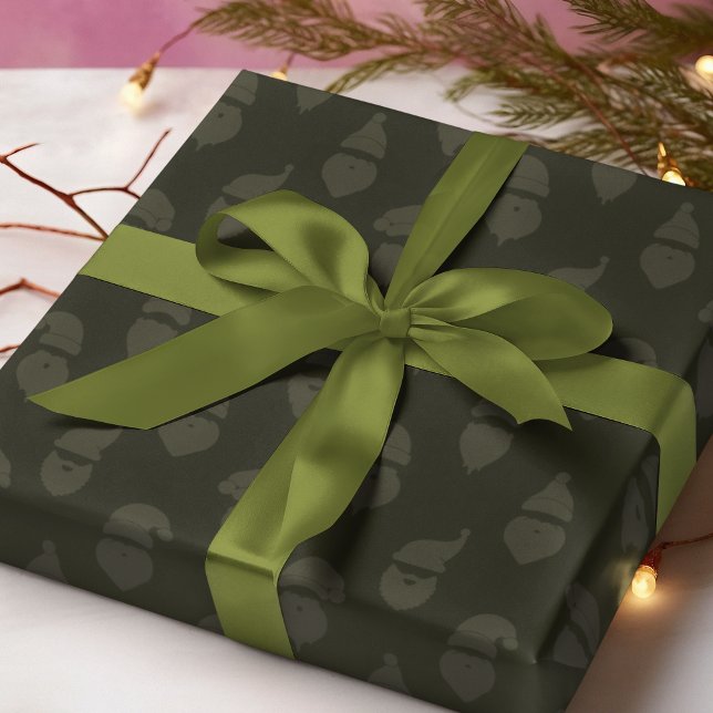 Papel De Presente Papais noeis Moderno Monotone Dark Natal (Criador carregado)