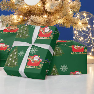 Papel De Presente Papais noeis modernos do Unicórn Snowflakes Árvore