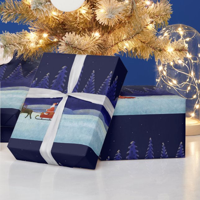 Papel De Presente Papais noeis na Noite de Natal (Feriados)