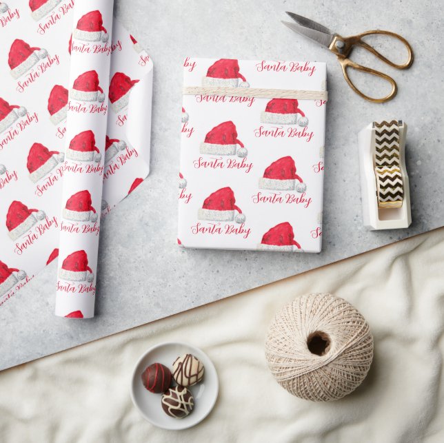 Papel De Presente Papais noeis Natal bebê Chá de fraldas vermelho in (Artesanato)