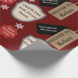 Papel De Presente Papais noeis Oficiais de Nome e Localização Person