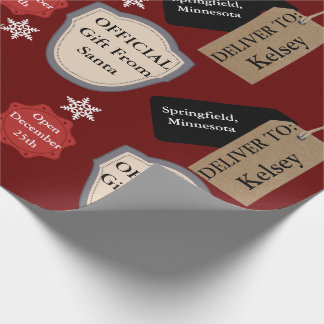 Papel De Presente Papais noeis Oficiais de Nome e Localização Person